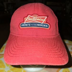 Bud King of Beers Snapback Hat One Size Red Embroidered Logo Budweiser